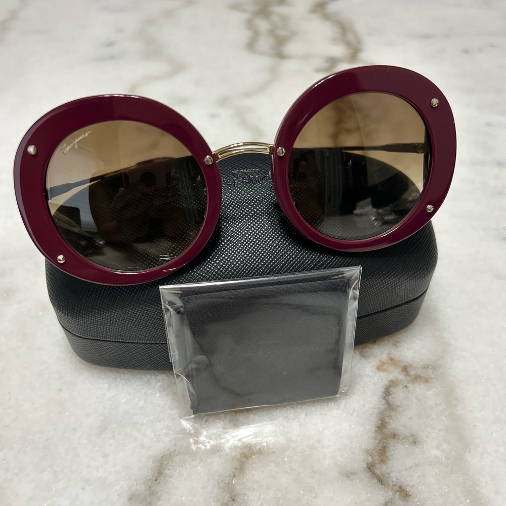 Salvatore Ferragamo Plum Round Sunglasses